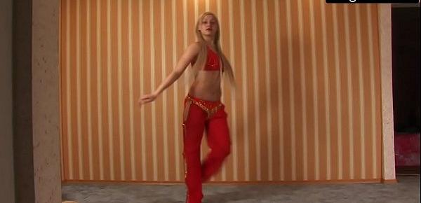  Sexy belly dancer in a red dress